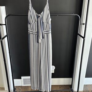 Japna Navy and White Striped Jumpsuit